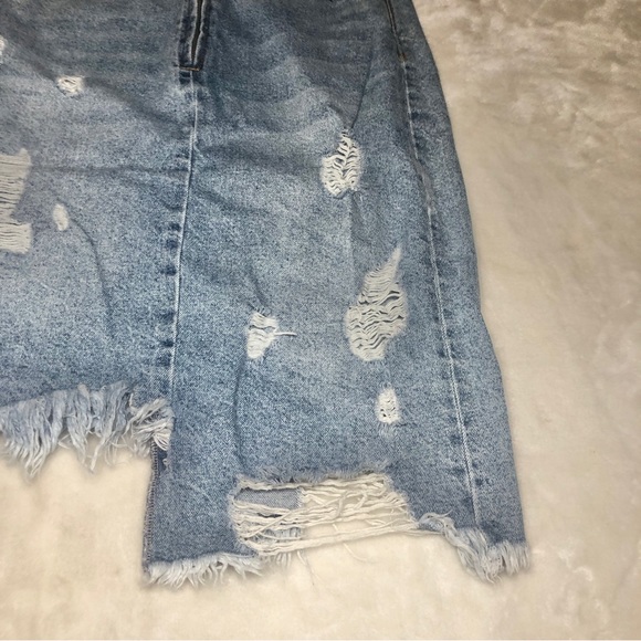 Zara Distressed Front Zip Midi Aysemetrical Denim Jean Skirt Size Small - Picture 6 of 16